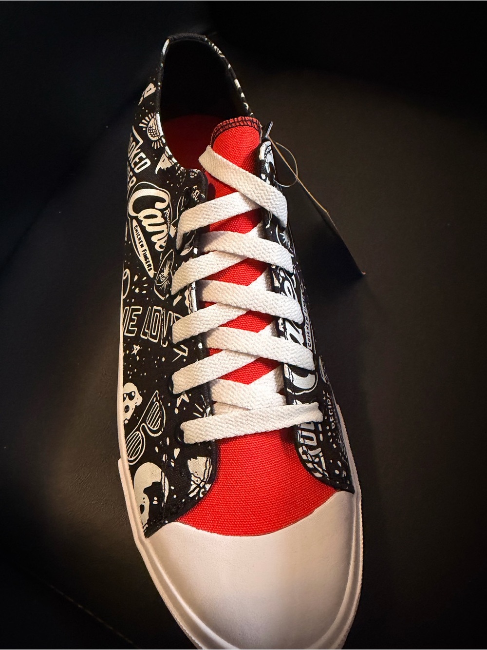 Raising Cane Shoes For Crews Black & Red Graphic Low-Top Sneakers